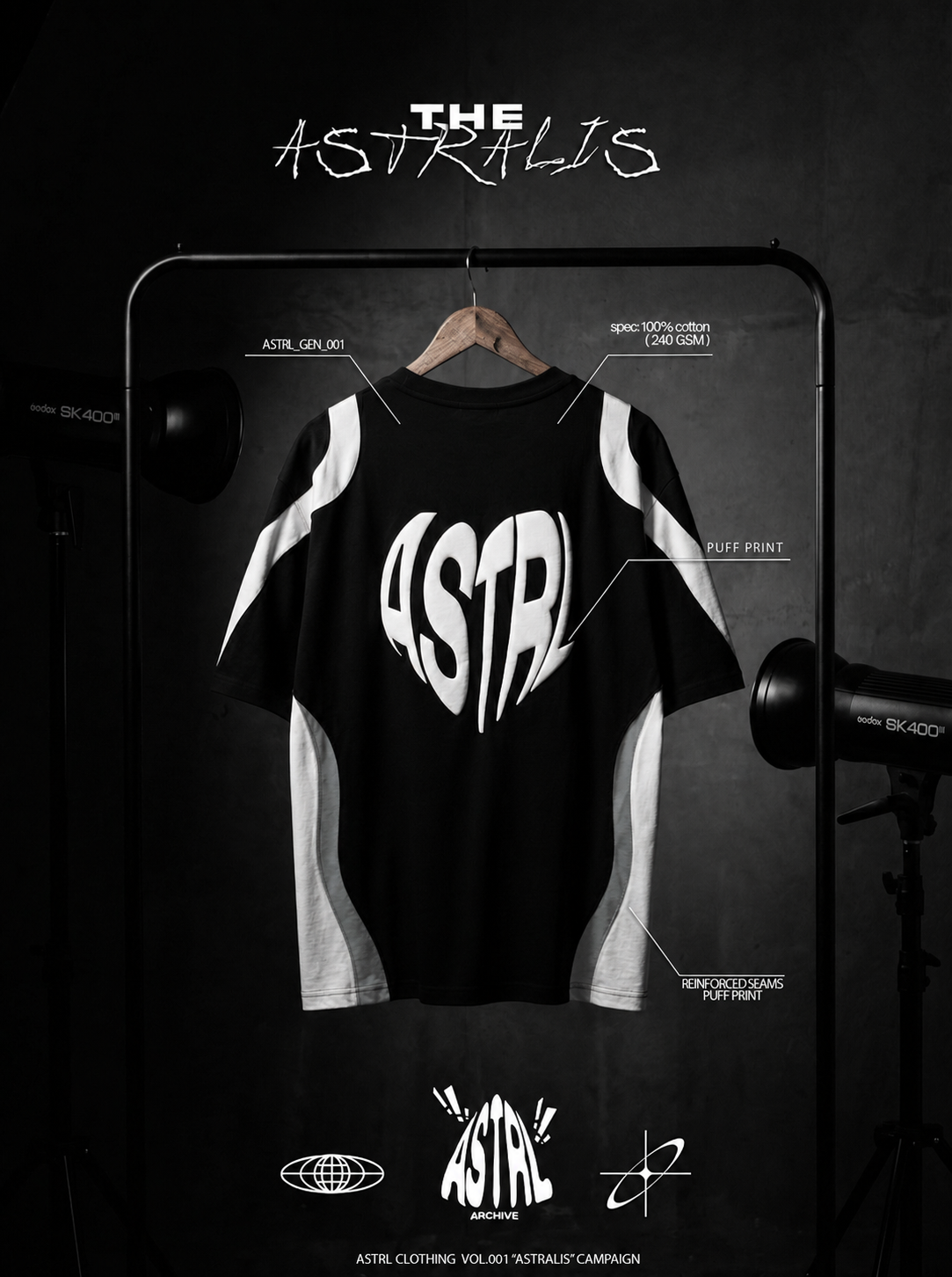 ASTRL black colourway specification poster